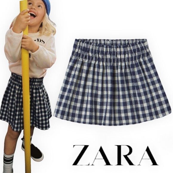ZARA Kids | Blue | STRUCTURED GINGHAM SKIRT - Picture 1 of 6